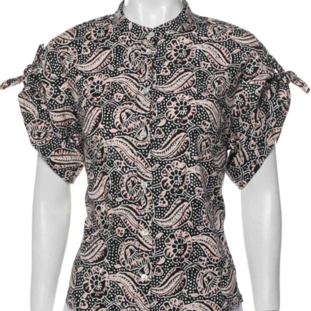 VERONICA BEARD Printed Mock Neck Blouse